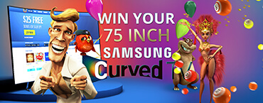 Win A Samsung Curved TV 75 Inch Playing Mobile Casino Games Online